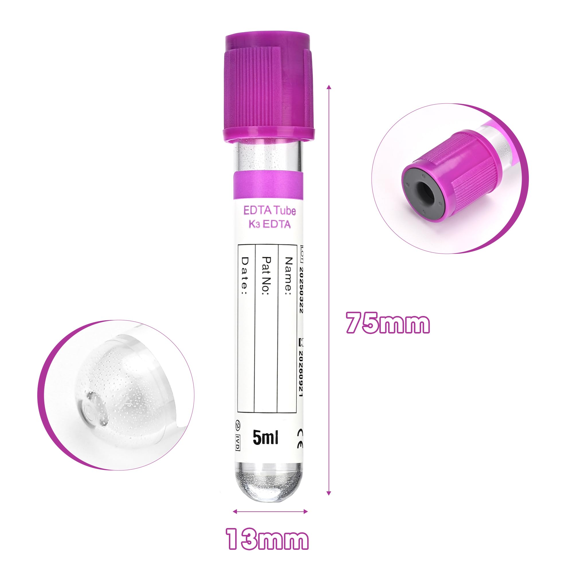 Provette per raccolta del sangue con eparina, provette sottovuoto da 5 ml, confezione da 100 pezzi, per test di laboratorio veterinario