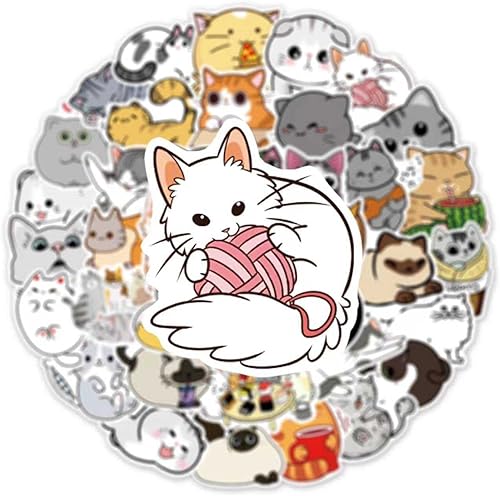 Miniatura 6 de 112 calcomanías de gato lindo para botellas de agua  Calcomanías de animales Kawaii de dibujos animados  Regalo para niños adolescentes fiesta de