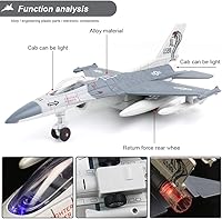 Vista 4 de Juguete de avión F16, juguete de avión de combate para niños, chorros de juguete para tirar, modelo de aviones fundido a presión con luz y sonido
