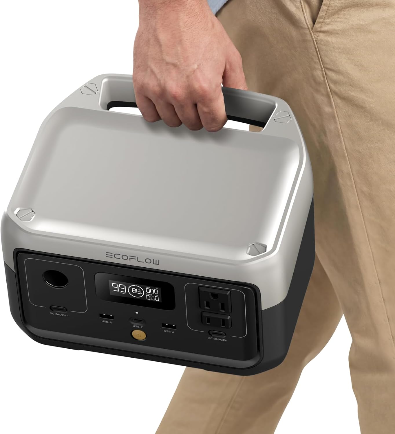 EF ECOFLOW Portable Power Station RIVER 2, 256Wh LiFePO4 Battery/ 1 Hour Fast Charging, 2 Up to 600W AC Outlets, Solar Generator (Solar Panel Optional) for Outdoor Camping/RVs/Home Use