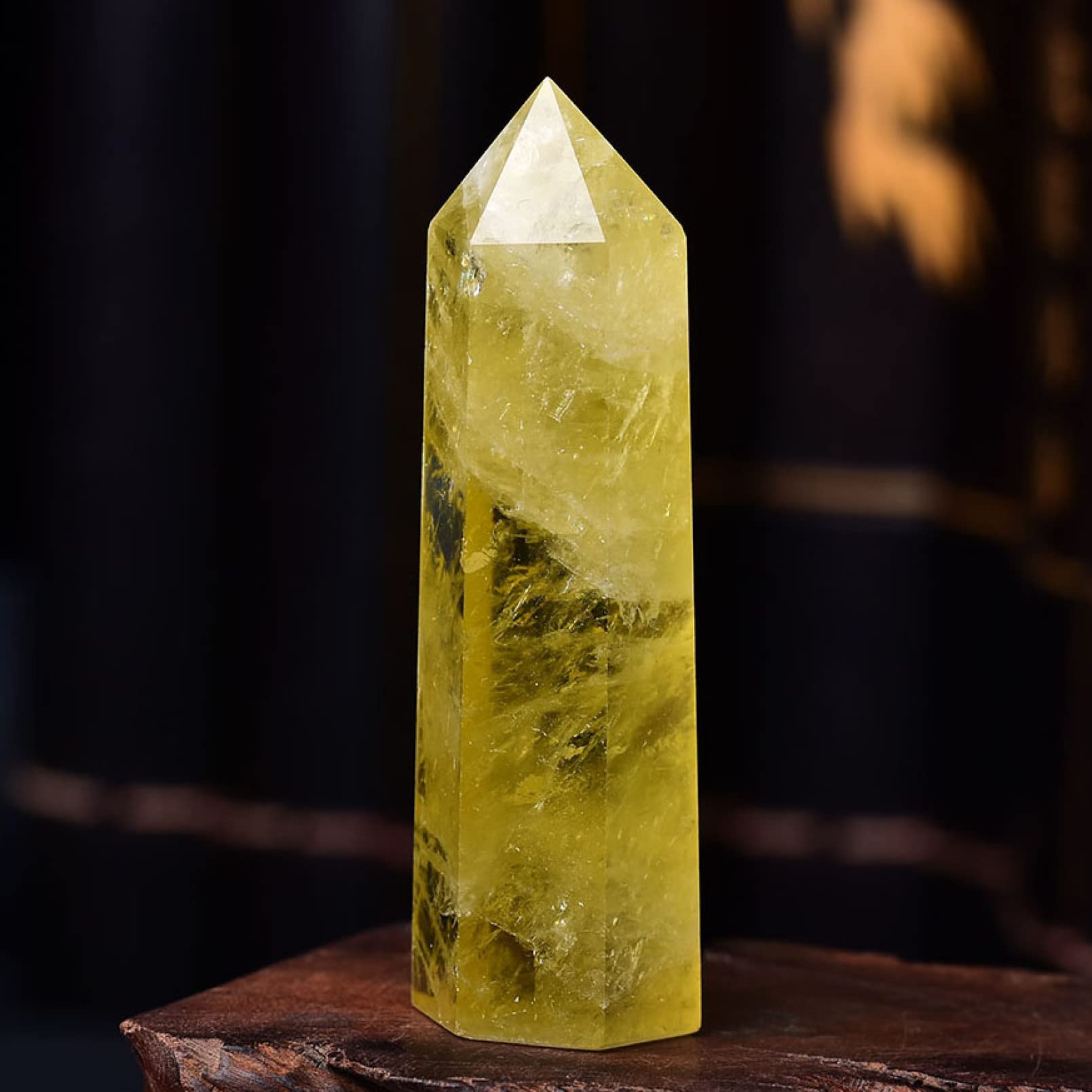SnamicE Natural crystal rough 1pc Natural Citrine Crystal Ornaments Obelisk Yellow Quartz Wand Beautiful Statue for Home Garden Bonsai Decor,Natural Citrine 1pc-1.57-1.97in