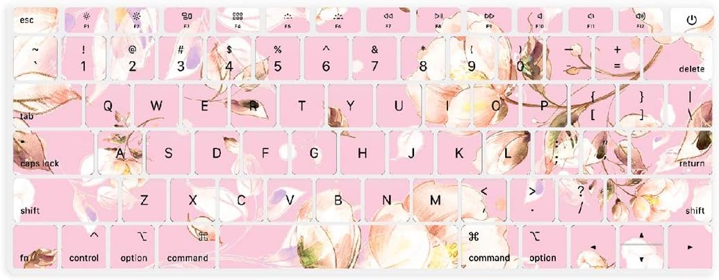 TOP CASE - 2 in 1 Signature Bundle Floral Pattern Graphics Rubberized Hard Case + Keyboard Cover Compatible MacBook Air 13" Model: A1369 & A1466 (Older Version, Release 2010-2017) - Pink