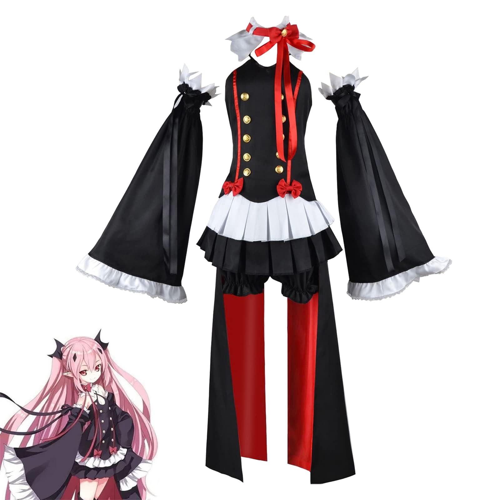 SUMMERLANGUAGEKrul Tepes Cosplay Costume Set Halloween Costume Anime Theme Party Cosplay Costume Outfit Uniform for Women