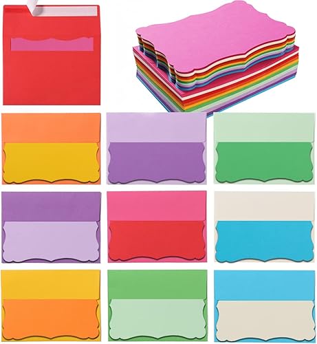 Paquete de 100 sobres A7 con tarjetas coloridas en blanco de 5 x 7 sobres autoadhesivos de negocios, sobres de invitaciones para tarjetas (A7,