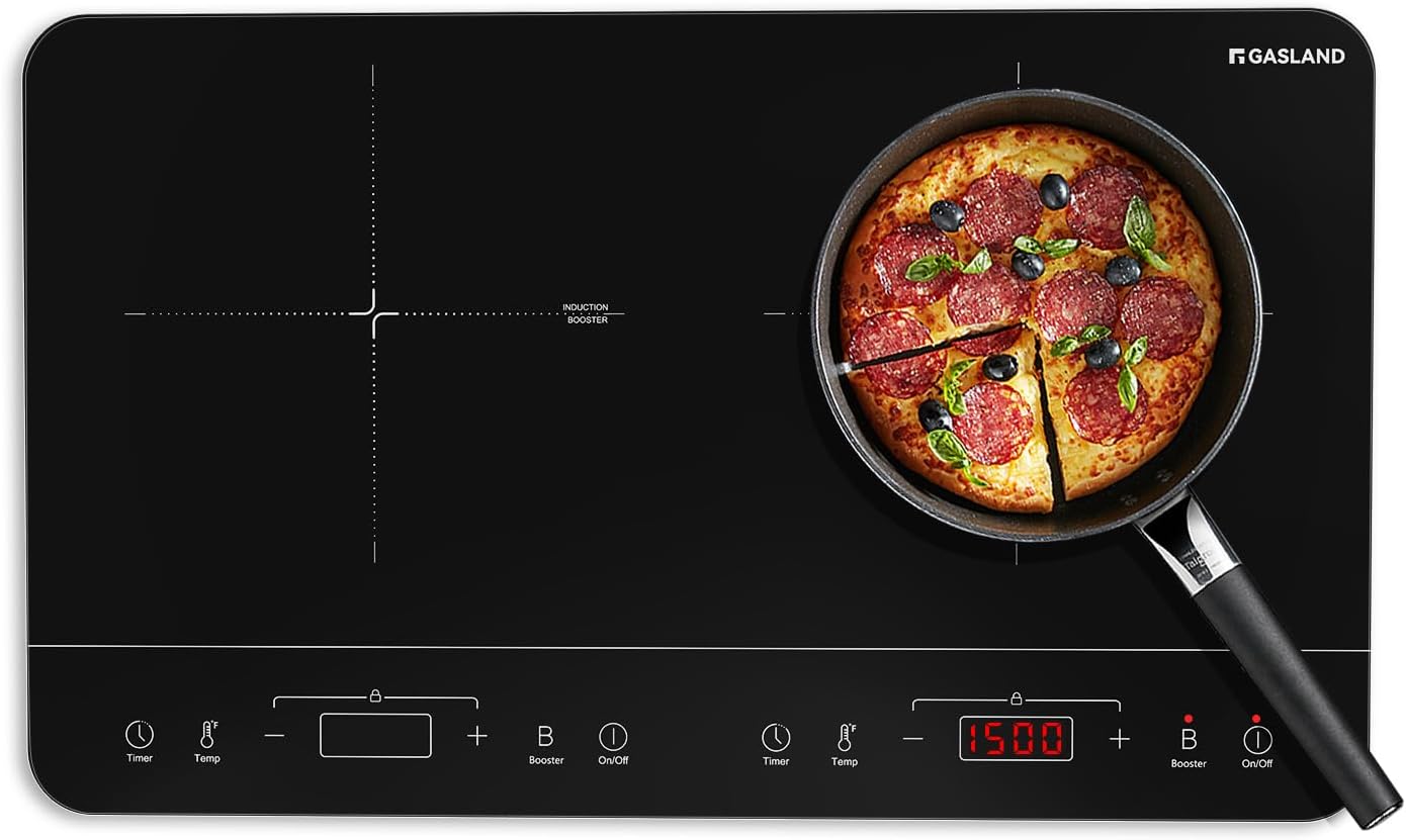 GASLAND Portable Induction Cooktop 2 Burners, 1800W Double Induction Cooktop with 10 Temperature 7 Power Settings, Sensor Touch Control, Child Safety Lock & Timer