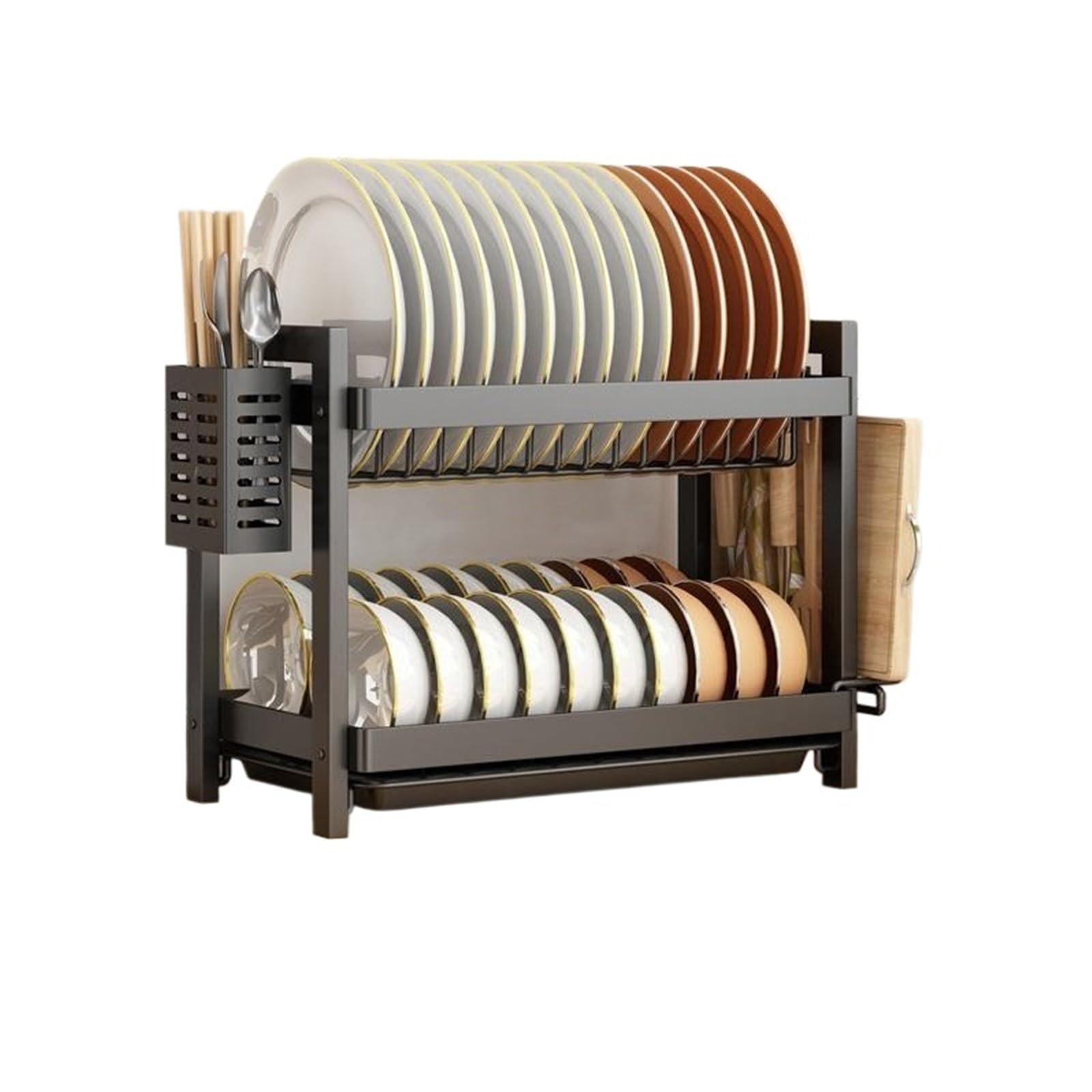 HONKERW drying rack Dish Drying Rack Dish Racks Drainer Over The Sink 2/3 Tier with Drain Tray Chopsticks Rack for Kitchen drainer(2 Tier)