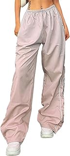 Pantalones Cargo Sueltos para Mujer Pantalones Casuales de Color Sólido con Cintura Elástica y Pierna Ancha con Bolsillos para Ropa de Calle-Rosa-XL