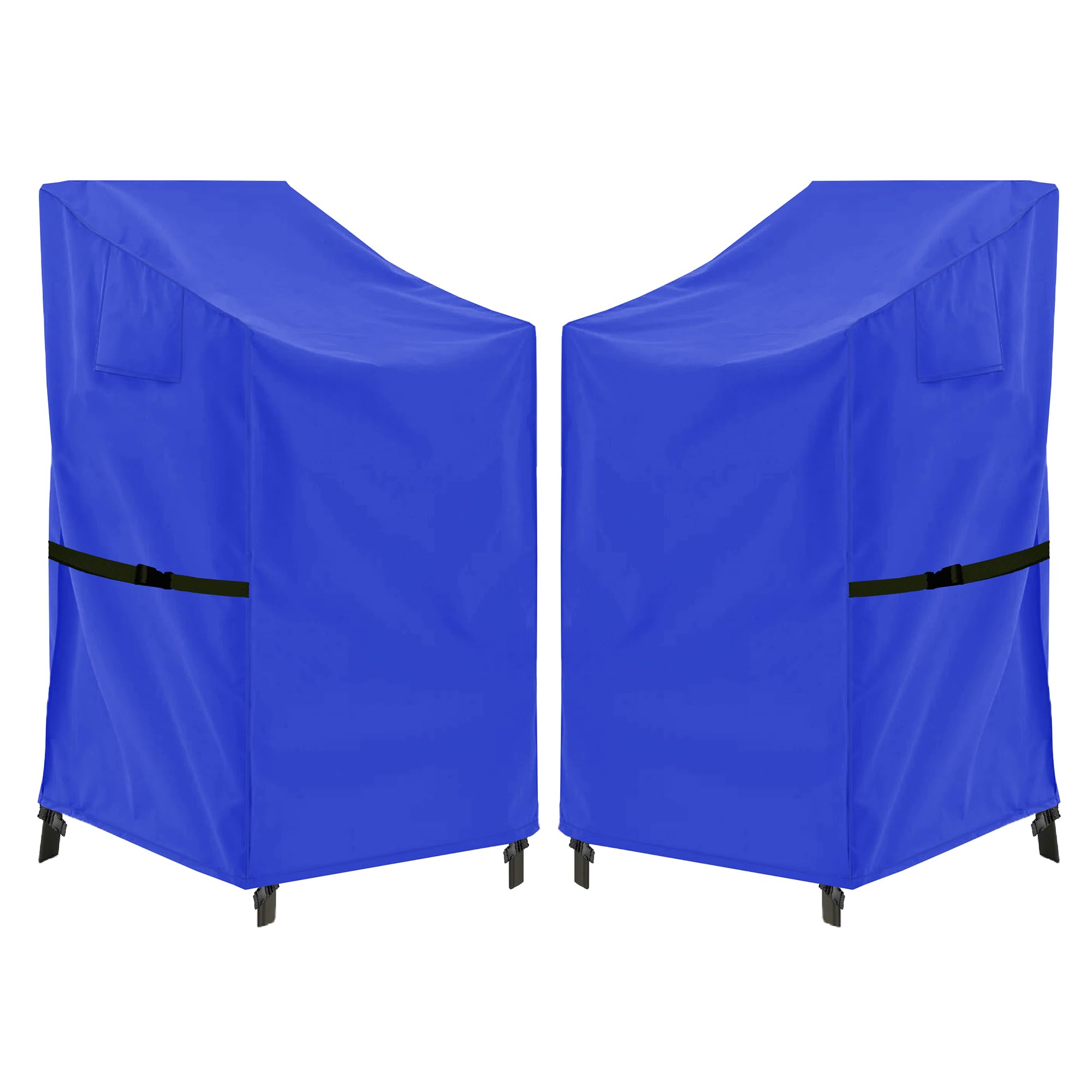 Outtdid Blue Garden Stacking Chair Cover Waterproof Heavy Duty 600D Oxford Fabric High Back Patio Outdoor Stackable Chairs Protection With Air Vent Windproof Anti-Uv (71X91x80/120Cm)