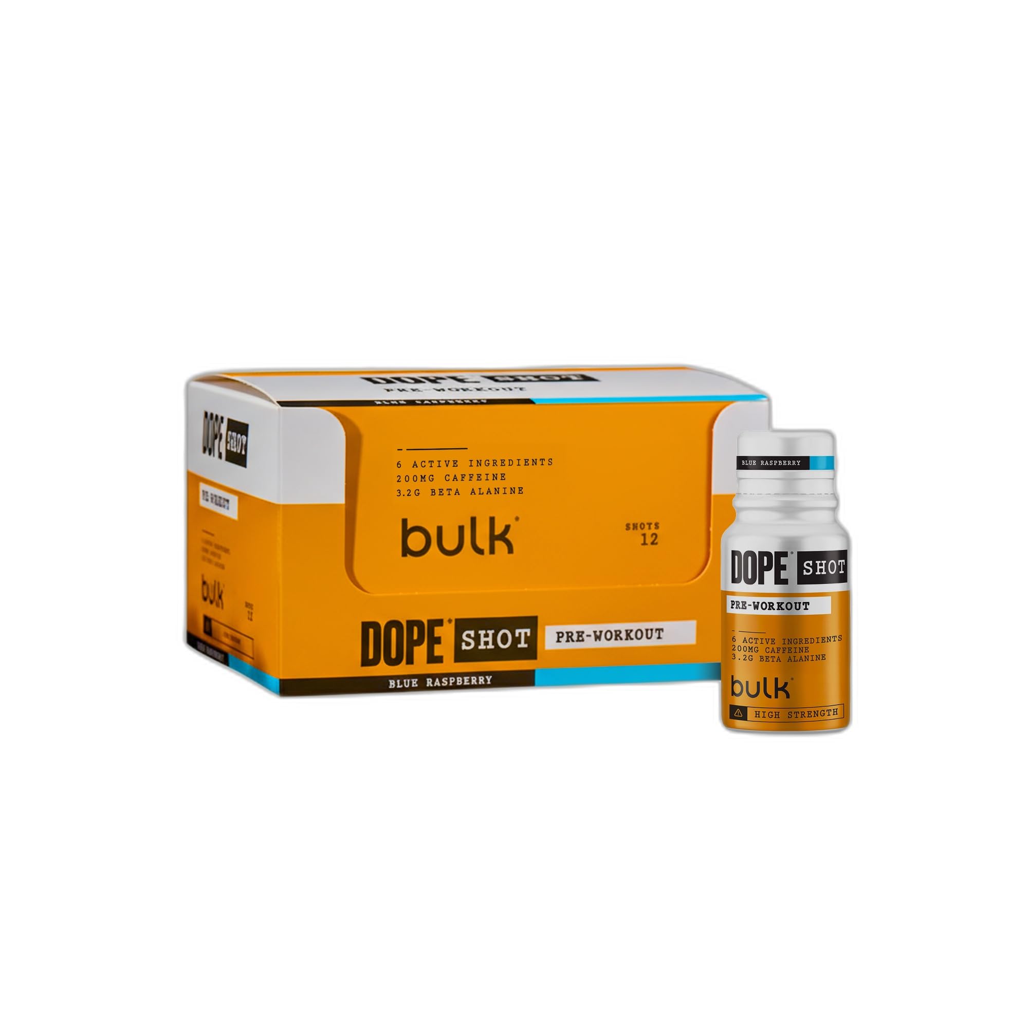 Bulk Dope Shots Bevanda, Lampone Blu, 60ml, Confezione da 12 shot da