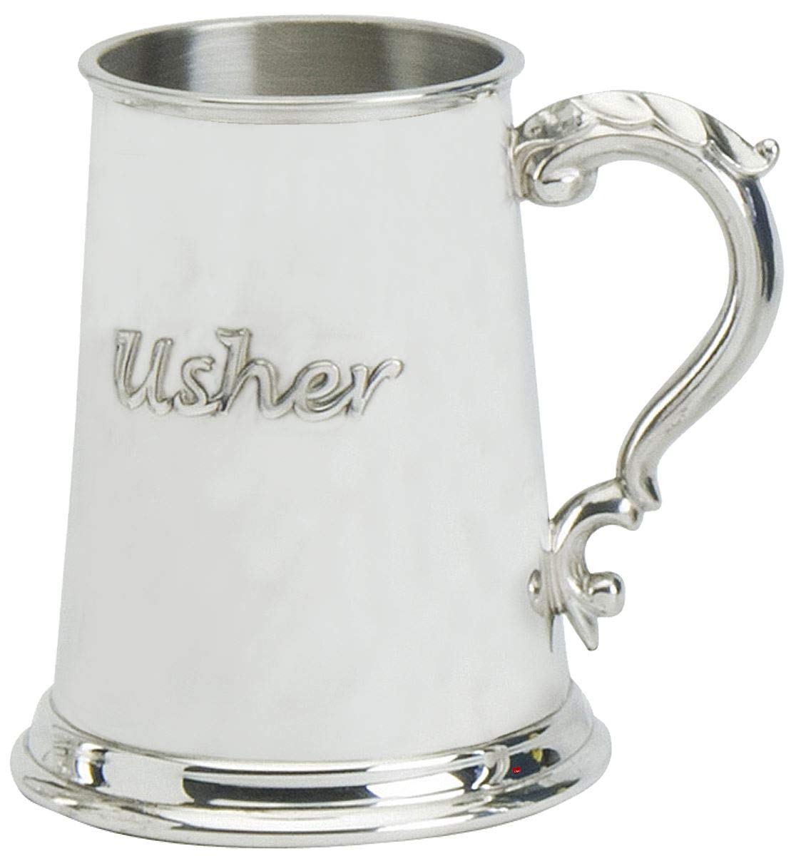 Pewter tankard grabado para celebraciones de boda y padrinos