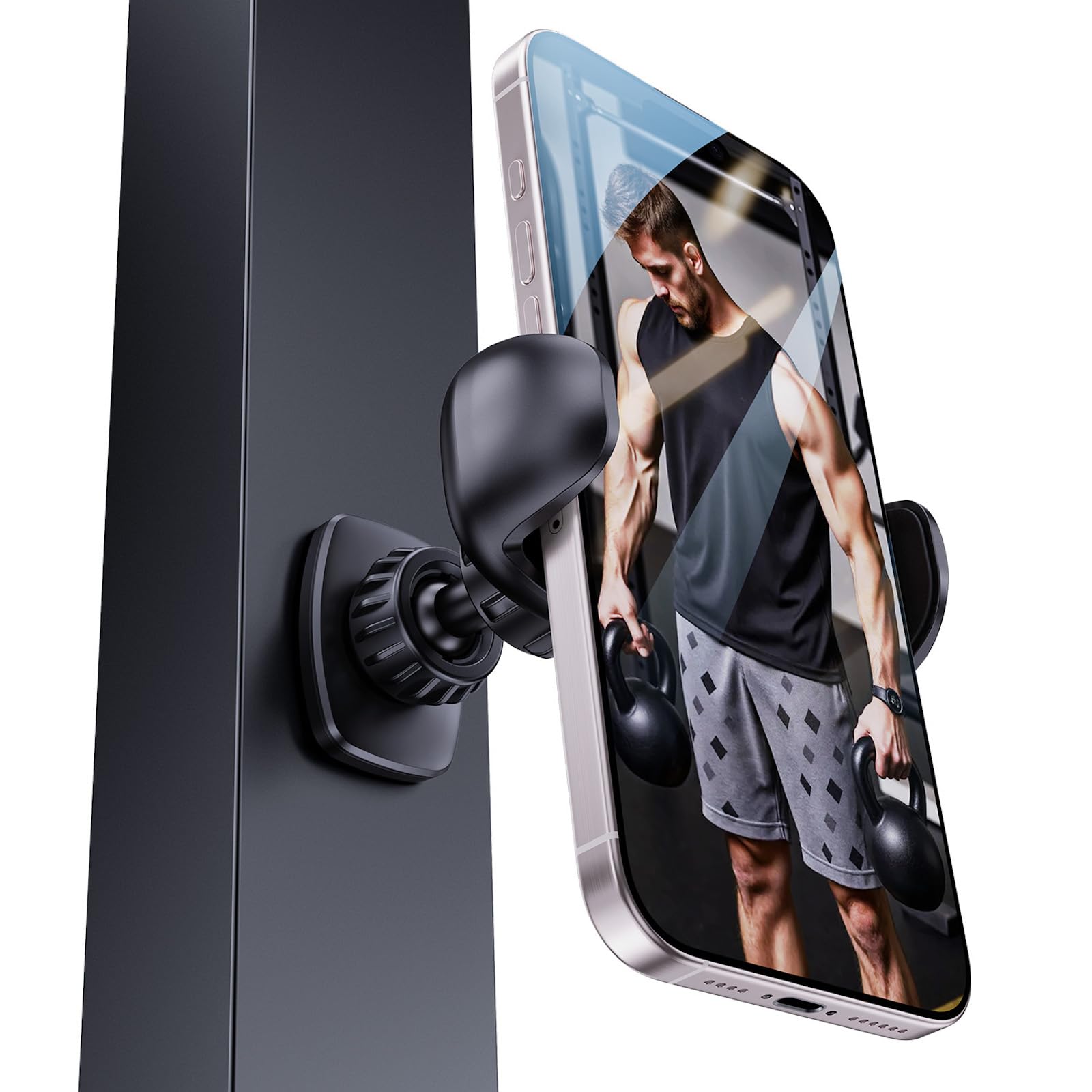 EZTOMUXE Magnetic Phone Holder Mount for Gym Attach to Metal Surface Metal Joint 360 Adjustable Gym Magnetic Phone