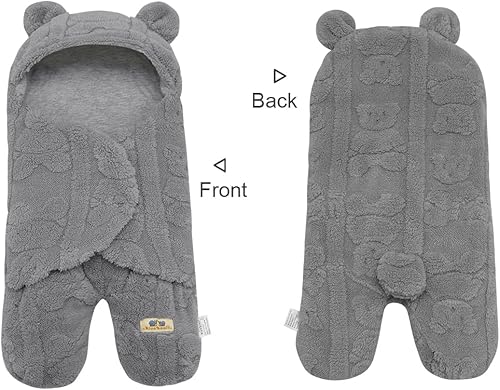 Miniatura 4 de BlueSnail Cómoda manta para envolver al recién nacido, suave y transpirable (oso gris claro)