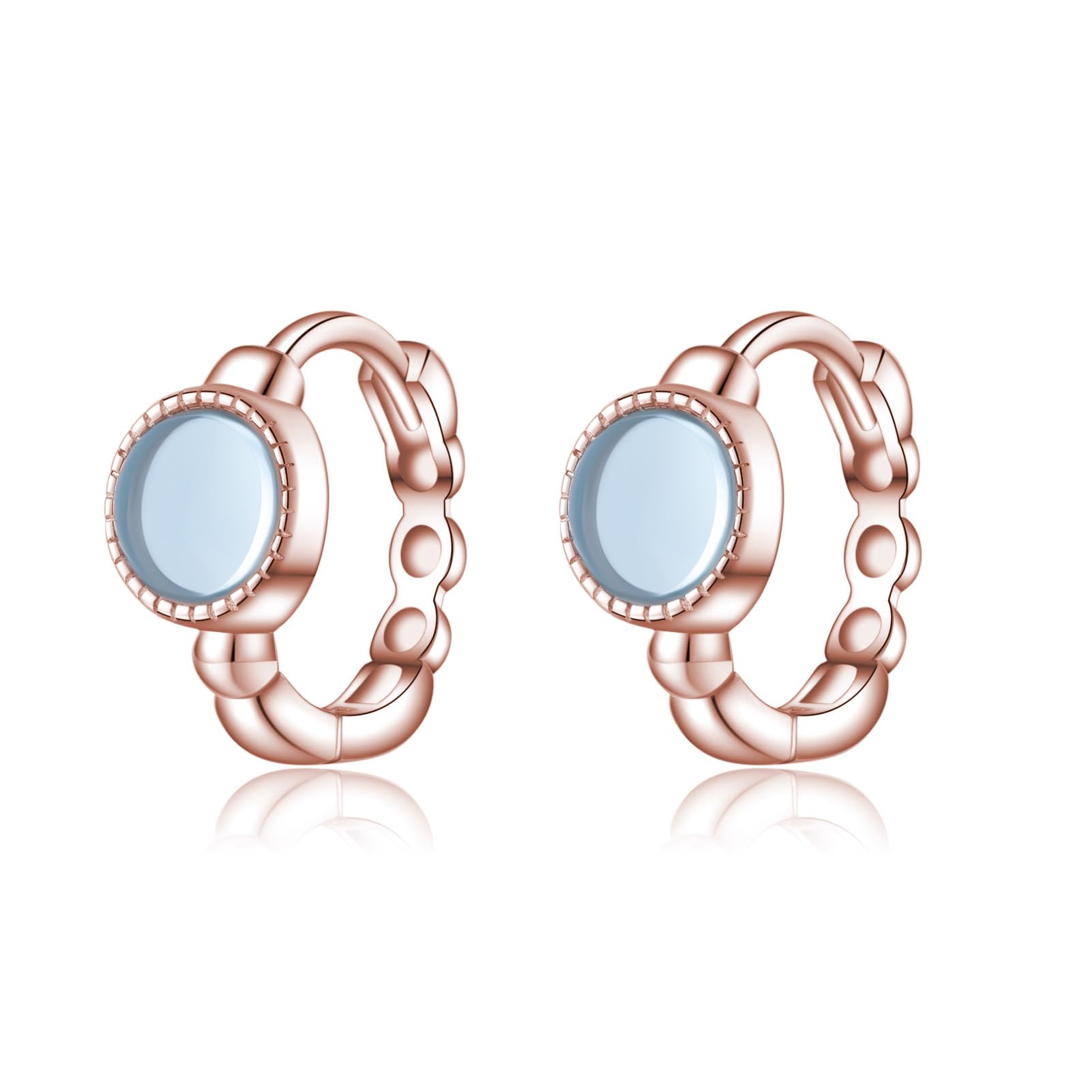 SLUYNZ Solid 925 Sterling Silber synthetische blaue Edelstein Creolen Ohrringe für Damen Aquamarin Creolen Ohrringe Huggie