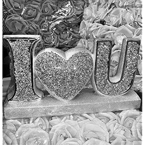 Touch of Vogue® Crushed Diamond I LOVE YOU, i <3 U figurine shelf sitter, heart, ornament romany Cover
