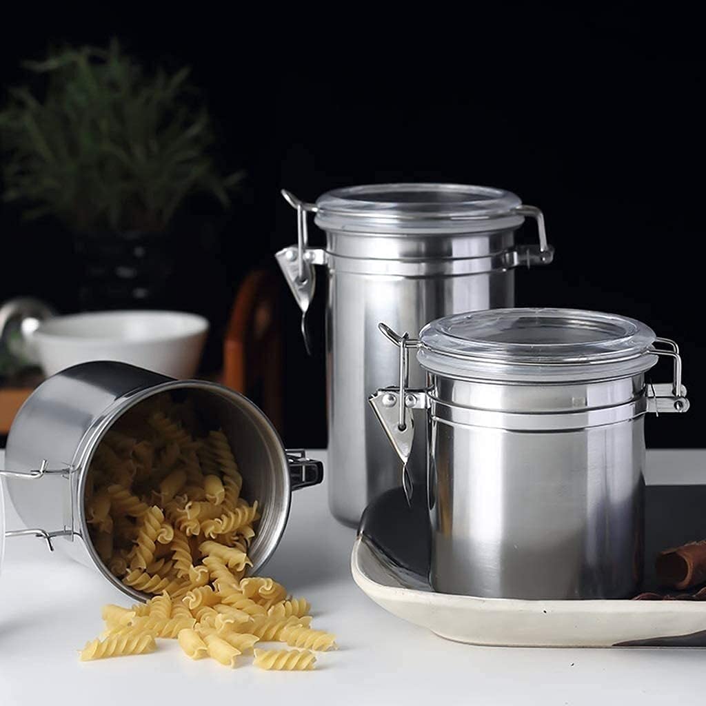 Contenitori Alimentari per Cereali Set Set di Contenitori Ermetici for La Cucina In Acciaio Inossidabile,Contenitore for Alimenti Con Coperchi In Vetro,Organizzazione Della Dispensa E Conservazione fo