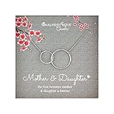 AnalysisyLove Mother Daughter Necklace - Sterling Silver Interlocking Infinity 2 Circle Necklace, Mothers Day Birthday Gift Jewelry