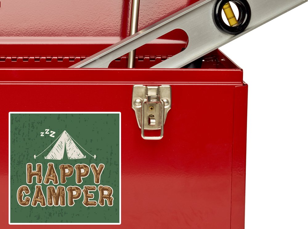 2 x 30 cm/300 mm Happy Camper adesivi in vinile per bagagli da viaggio #7340