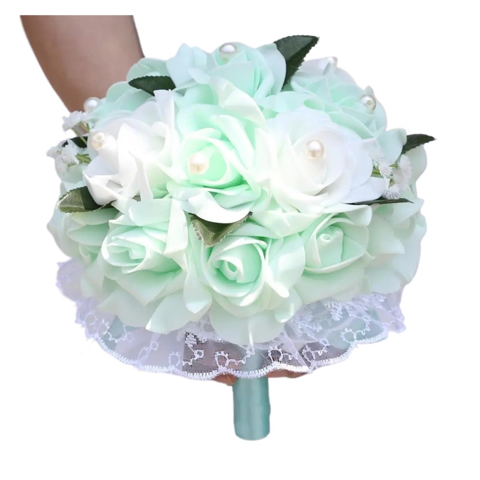 LuoAXINN Artificial Wedding Bouquet Wedding Bouquet Mariage Bouquets Diamond Ribbon Bridal Holding Artificial Flowers Bride(Light green)