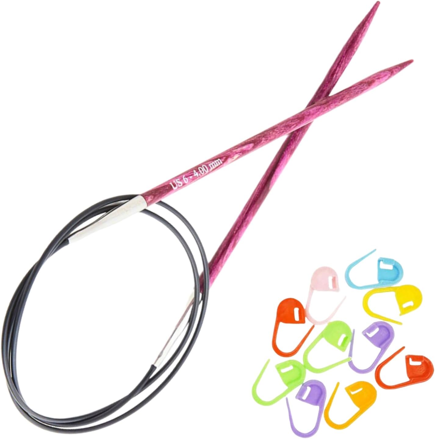 KnitPro Dreamz Circular Knitting Needles 24 inch, Size 19 (60cm, 15.00mm) with 10 Colorful Stitch Markers
