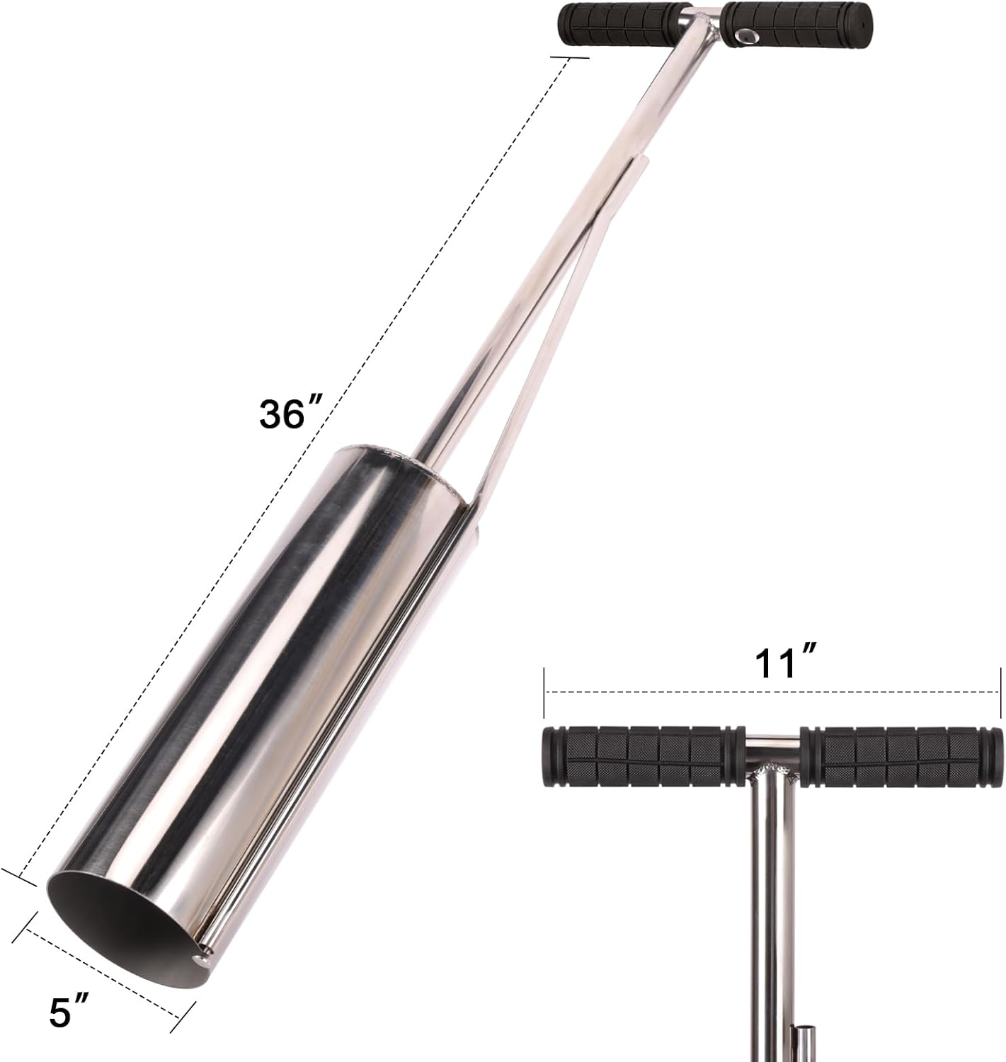 36" Stainless Steel Clam Gun - 5" Wide Professional Clam Digger with Side Air Vent - Rust-Proof Razor Clam Shovel for Beach Fishing, Shellfish Harvesting (Geoduck, Cockles, Clams) 36 Inches