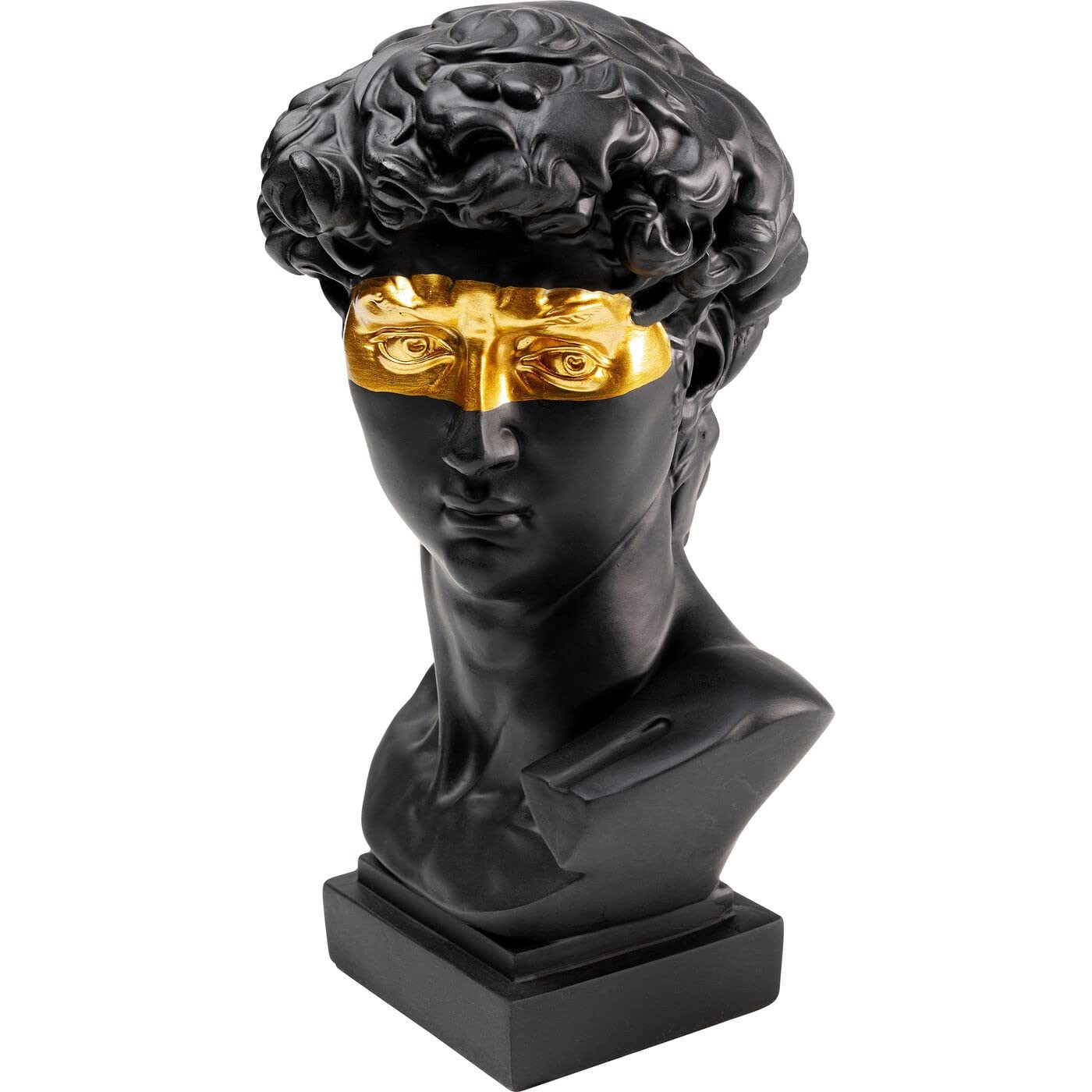 Kare Design Deko Objekt David Eyes, Schwarz, Kopf, Polyresin lackiert und foliert, Unikat, Handbemalt, 30x18x16 cm (H/B/T)
