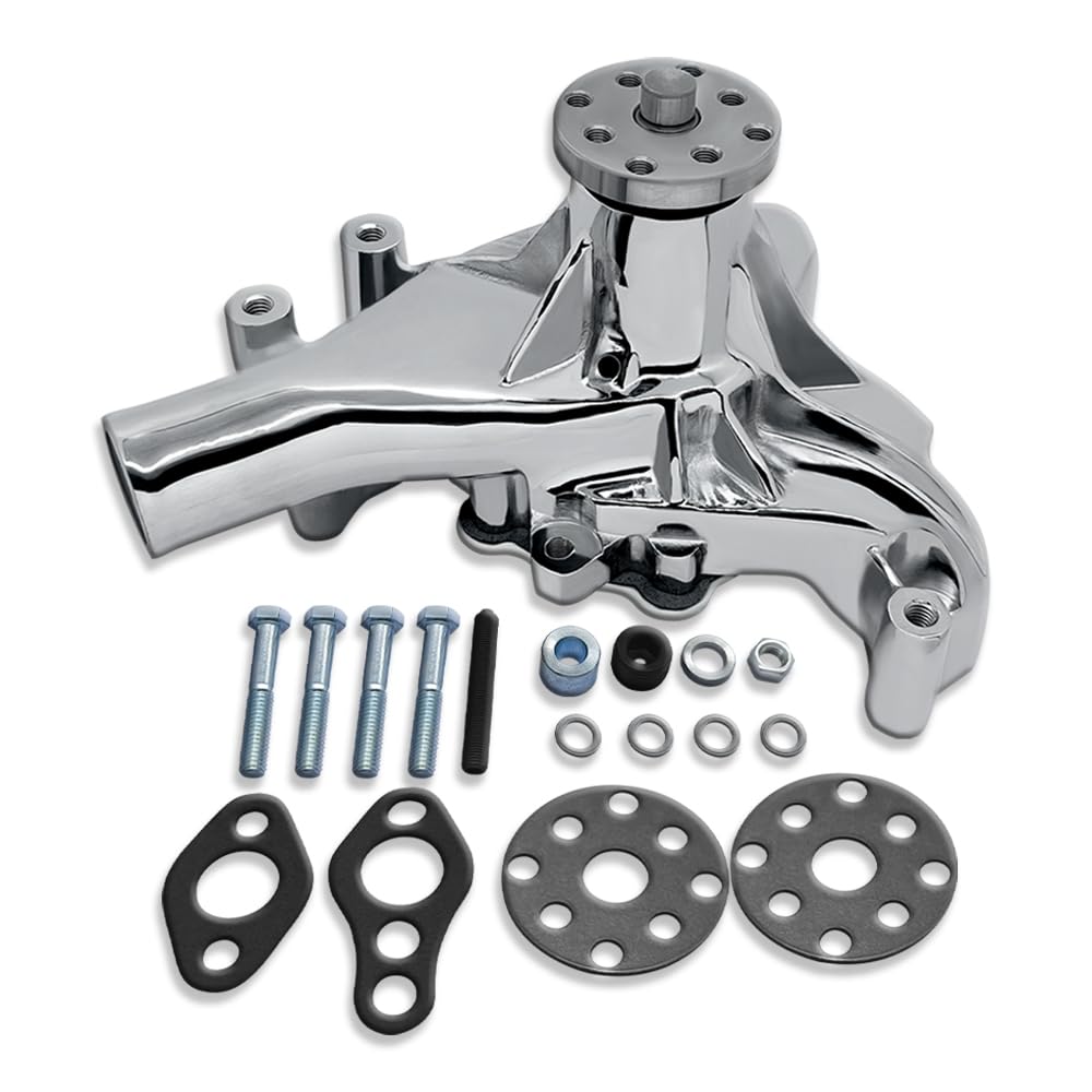 IMOOA Long Water Pump For Chevy SBC 283 327 350 383 400 1958-1985 Chrome Aluminum Mechanical