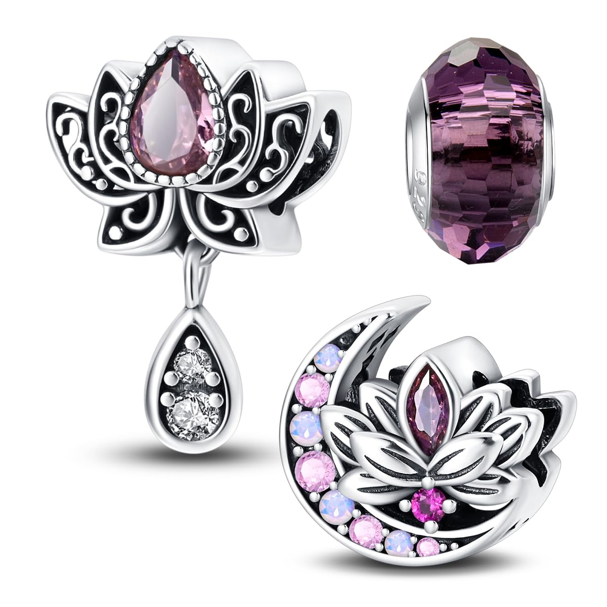 Pendant Silver 925 Owl Chameleon Insects Flowers Charms for Women's Jewelry, Compatible with Bracelets and Necklaces (with Extra Space Bead), 4.6mm ~ 5mm, Sterling Silver-image-35