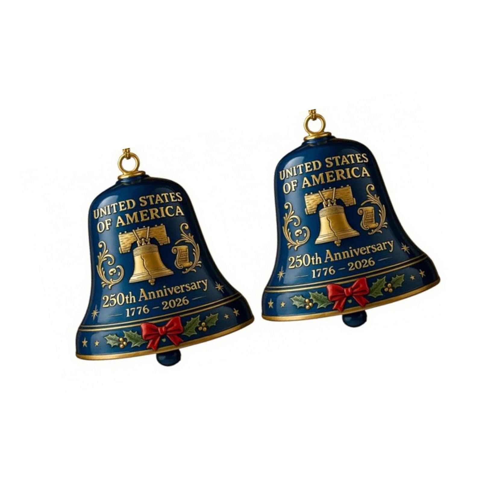 Christmas Tree Bells Ornament 250th Anniversary Hanging Decoration for Holiday Mantels Decorations Christmas Ornament