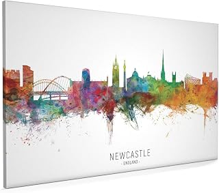 Newcastle England Skyline Box Canvas Print with City Name -6538