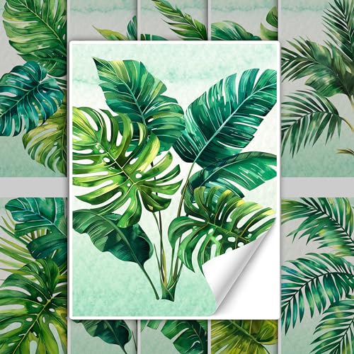 GRAZDesign Fliesenaufkleber Blätter Dschungel Tropical Bad & Küche, Fliesenbilder grün selbstklebend - 20x25cm / 20 Stück GRAZDesign Fliesenaufkleber Blätter Dschungel Tropical Bad & Küche, Fliesenbilder grün selbstklebend - 20x25cm / 20 Stück