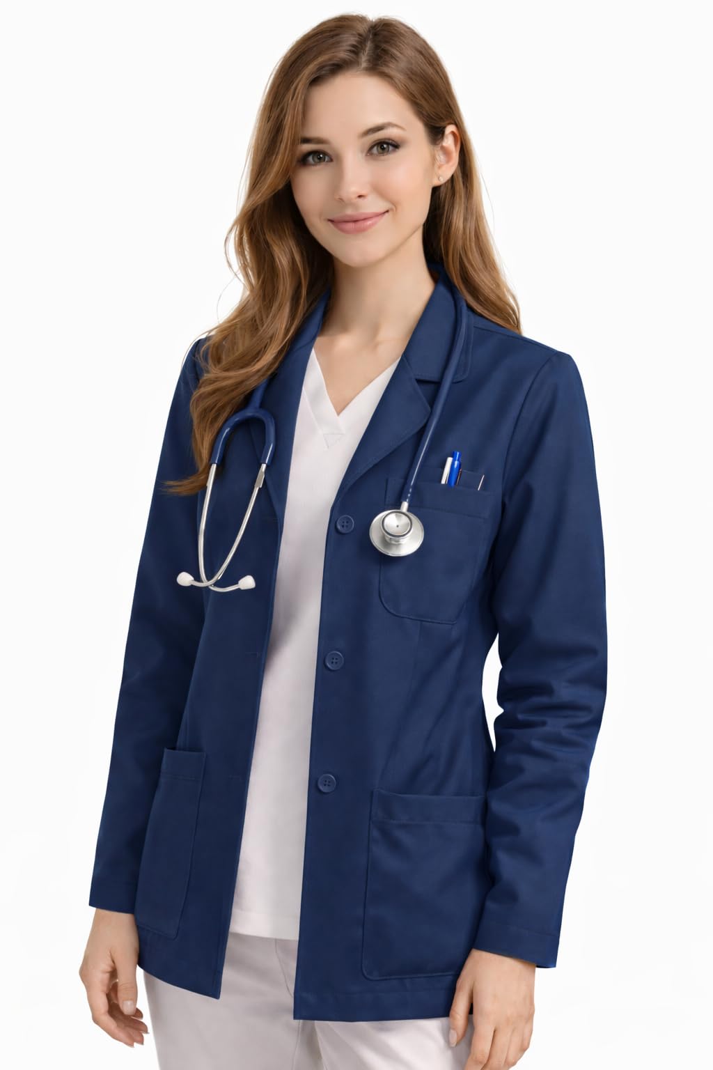 Unisex Professional Pink Lab Coat for Women and Men, Full-Sleeve