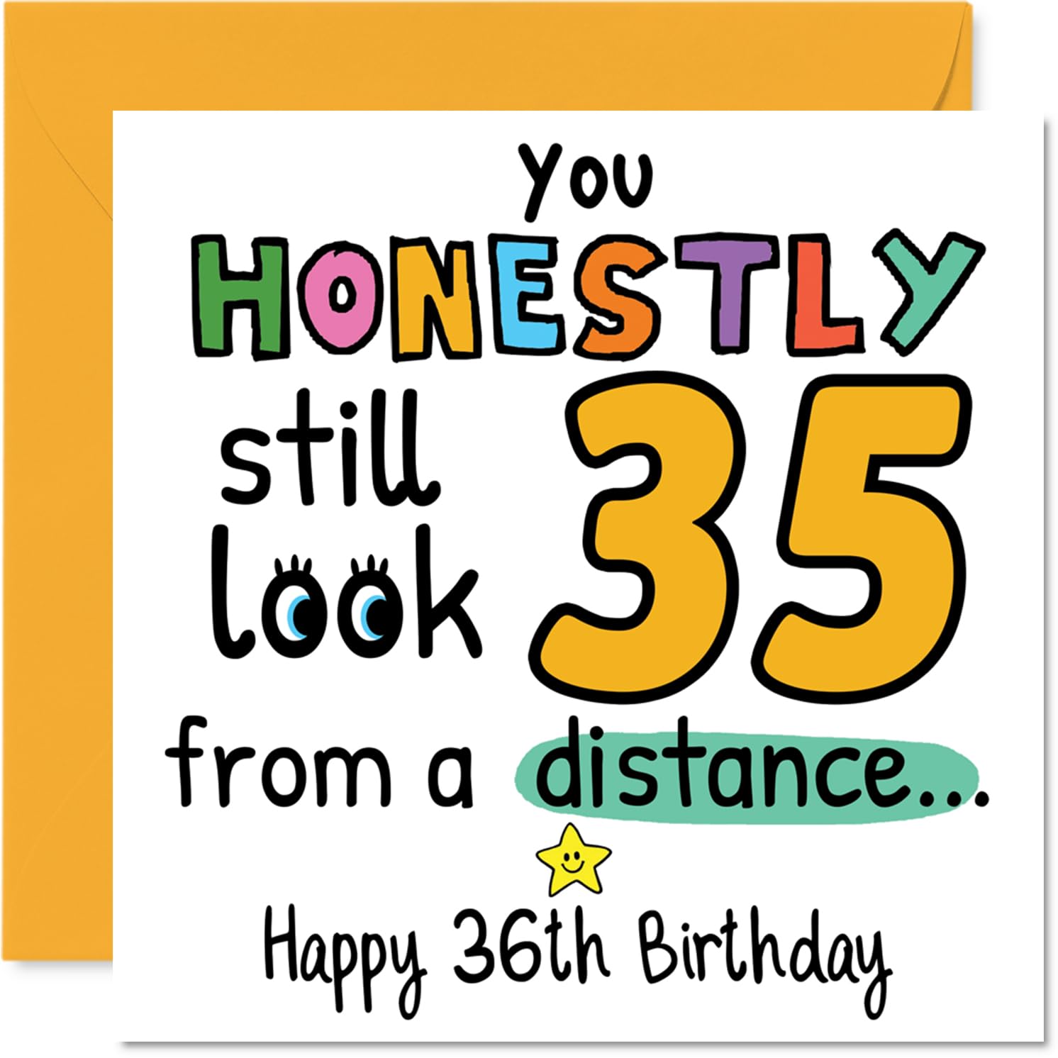 36th Birthday Cards for Women Men - From a Distance - Happy Birthday Card for 36 Year Old Woman Man Wife Uncle Son Niece, 145mm Bday Greeting Cards