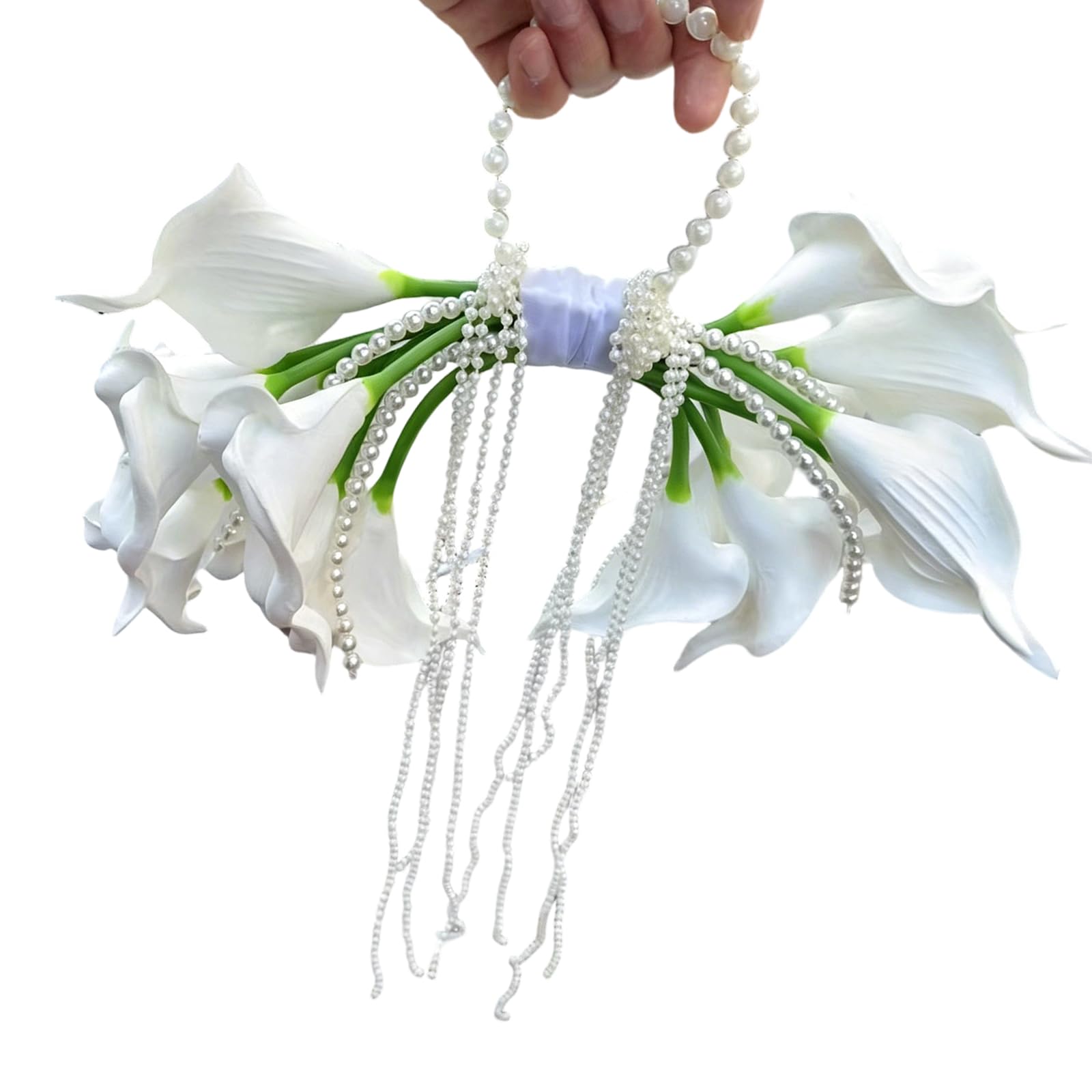Kaeltsyn Delicate Satined Bridal Bouquet Artificial Flower Hand Carrying Flower for Wedding Ceremony Special Occasion Photoshoots Wedding Accessories