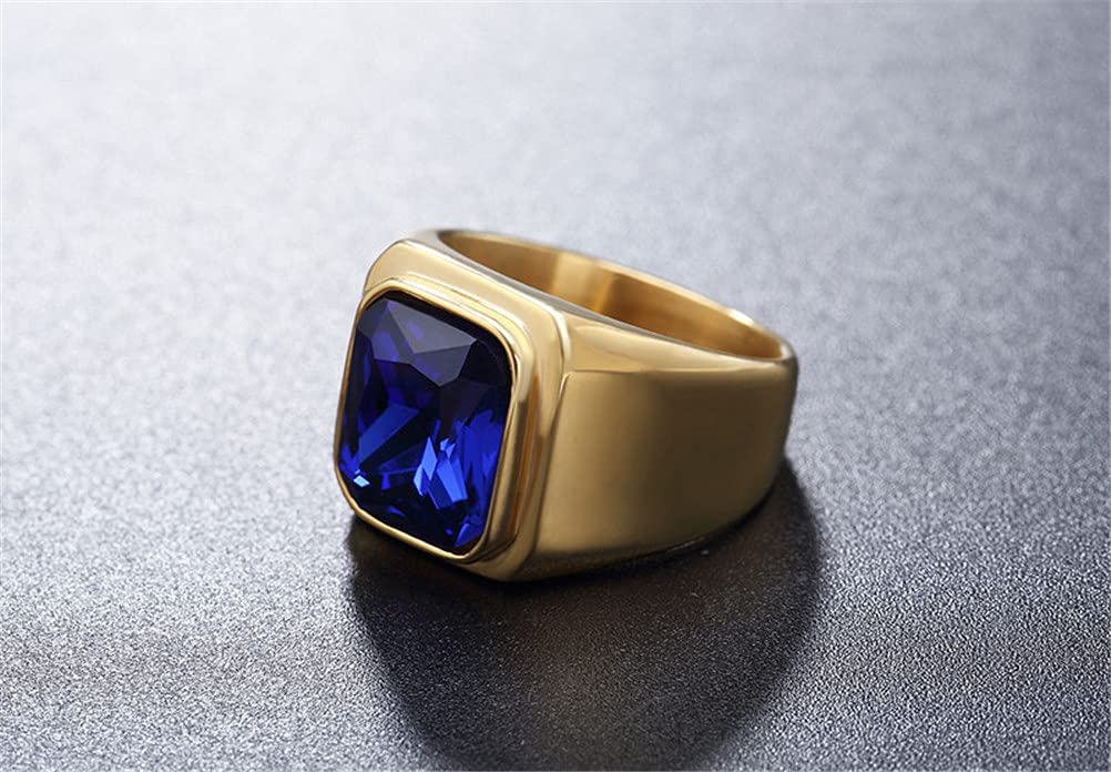 HIJONES Bague en Pierre pour Homme Acier Inoxydable Grandes Bagues de Déclaration de Zircon