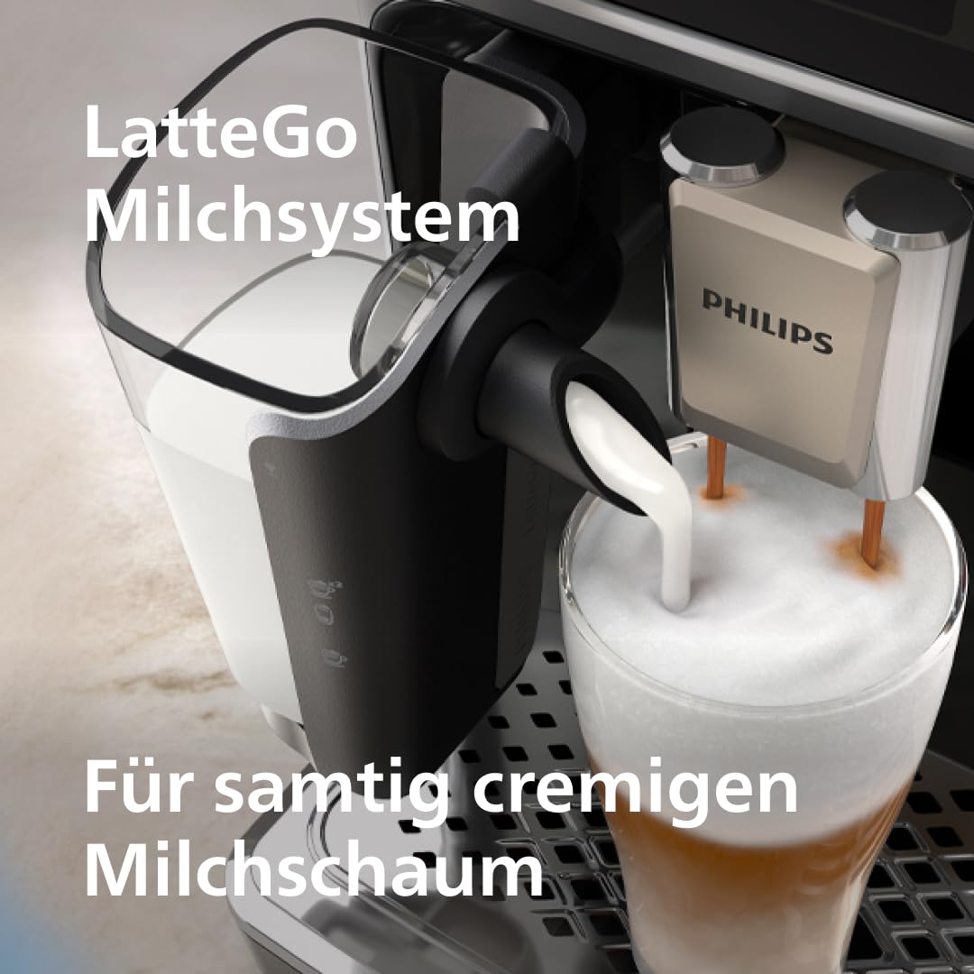 PHILIPS Serie 5500 Kaffeevollautomat LatteGo Milchsystem SilentBrew QuickStart Schwarz Silber EP5546/70