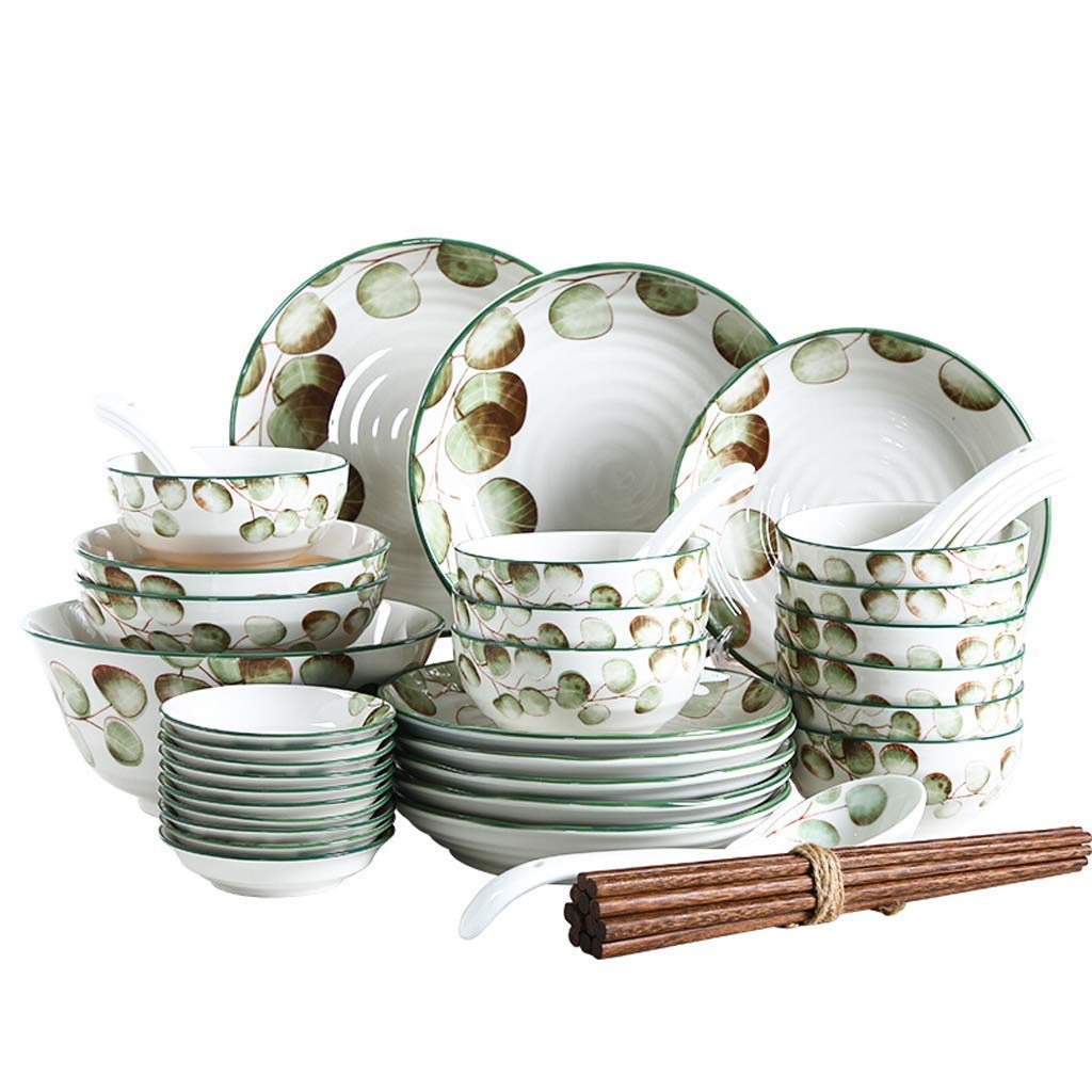 SAeWare Set da tavola in ceramica, ciotola/piatto/piatto, 42 pezzi, stile pastorale, set da tavola per feste in famiglia e cucina e ristorante