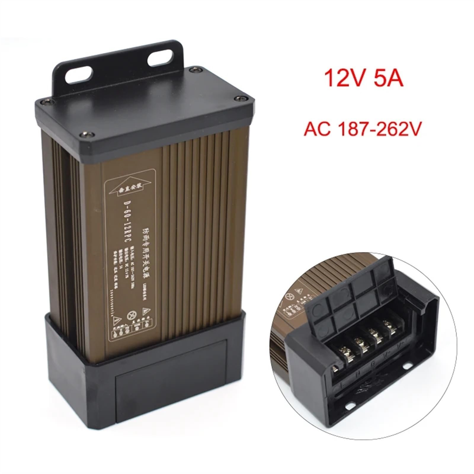 Fuente de alimentación de conmutación al Aire Libre DC 5V 12V 24V Fuente Impermeable 5 24 V Volt Adaptador de Potencia Universal Fonte 500W Converter 220 a 12(12V 58.3A 700W)