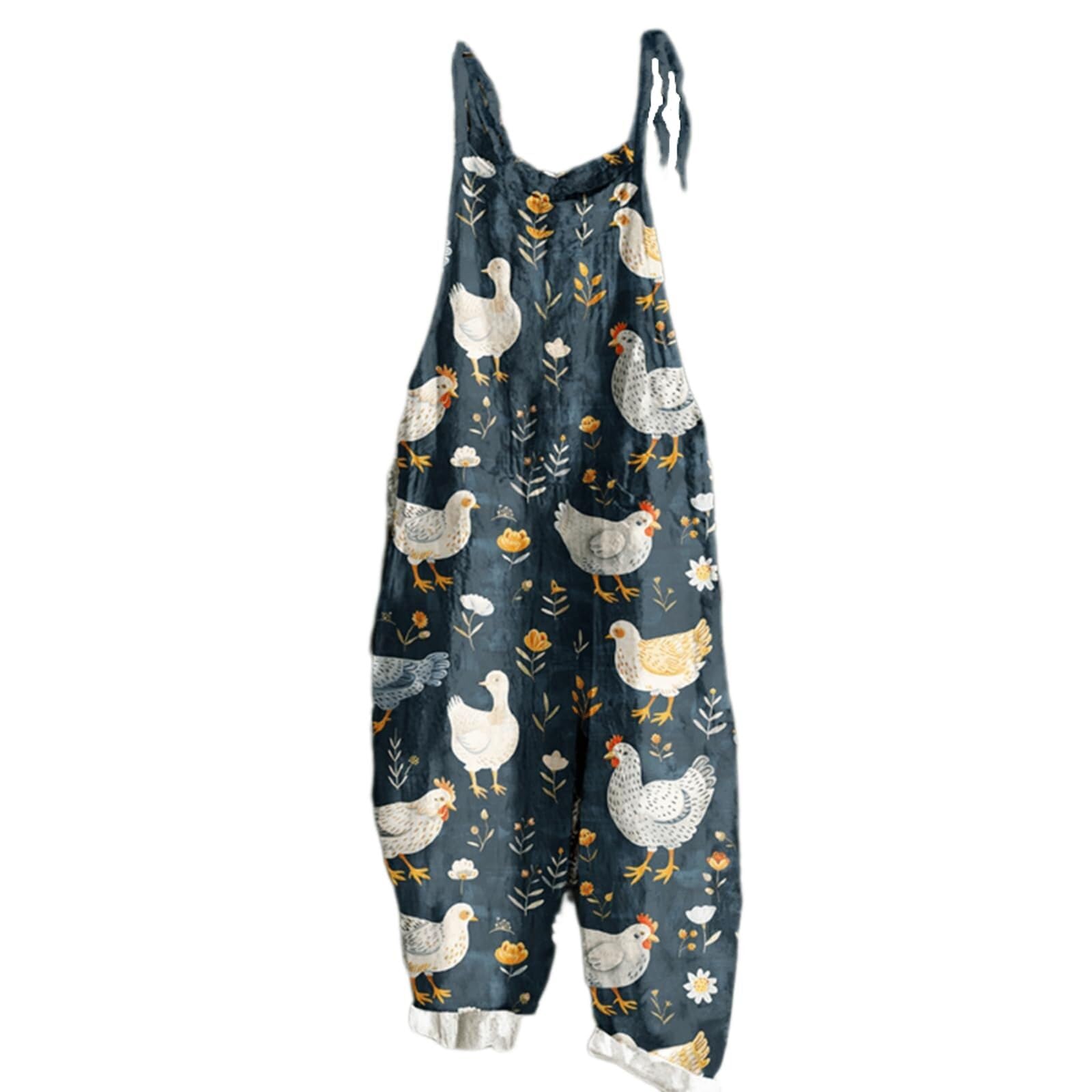 Summer Jumpsuits for Women 2025 Chicken Print Casual Sleeveless Comfy Loose Bib Overalls