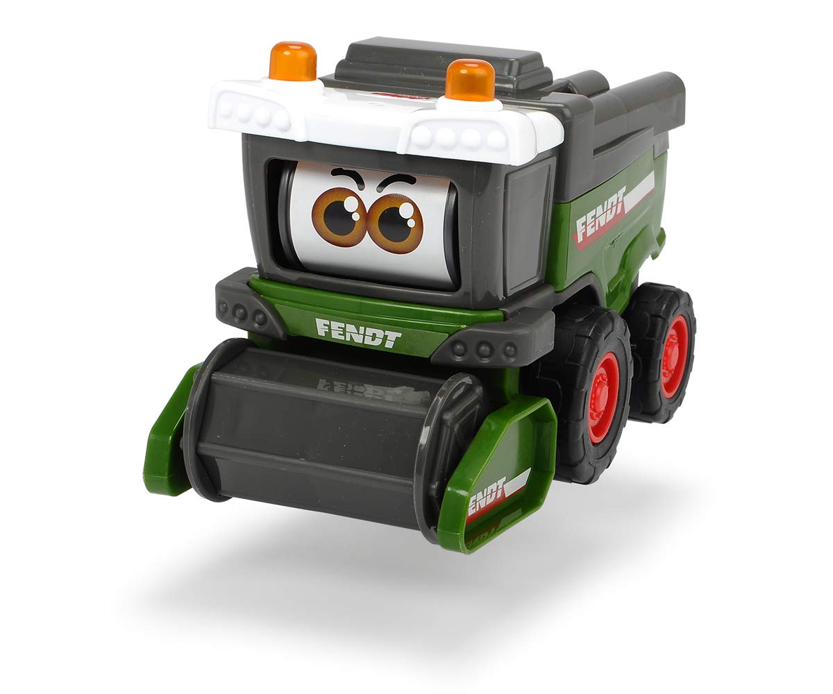 Dickie Toys Happy Series- Vehículo de construcción para Niños a Partir de 1 Año, Cosechadora Fendt, Apisonadora Volvo o Bulldozer Liebherr, Ojos cambian de Expresión, 16cm, Modelos Aleatorios