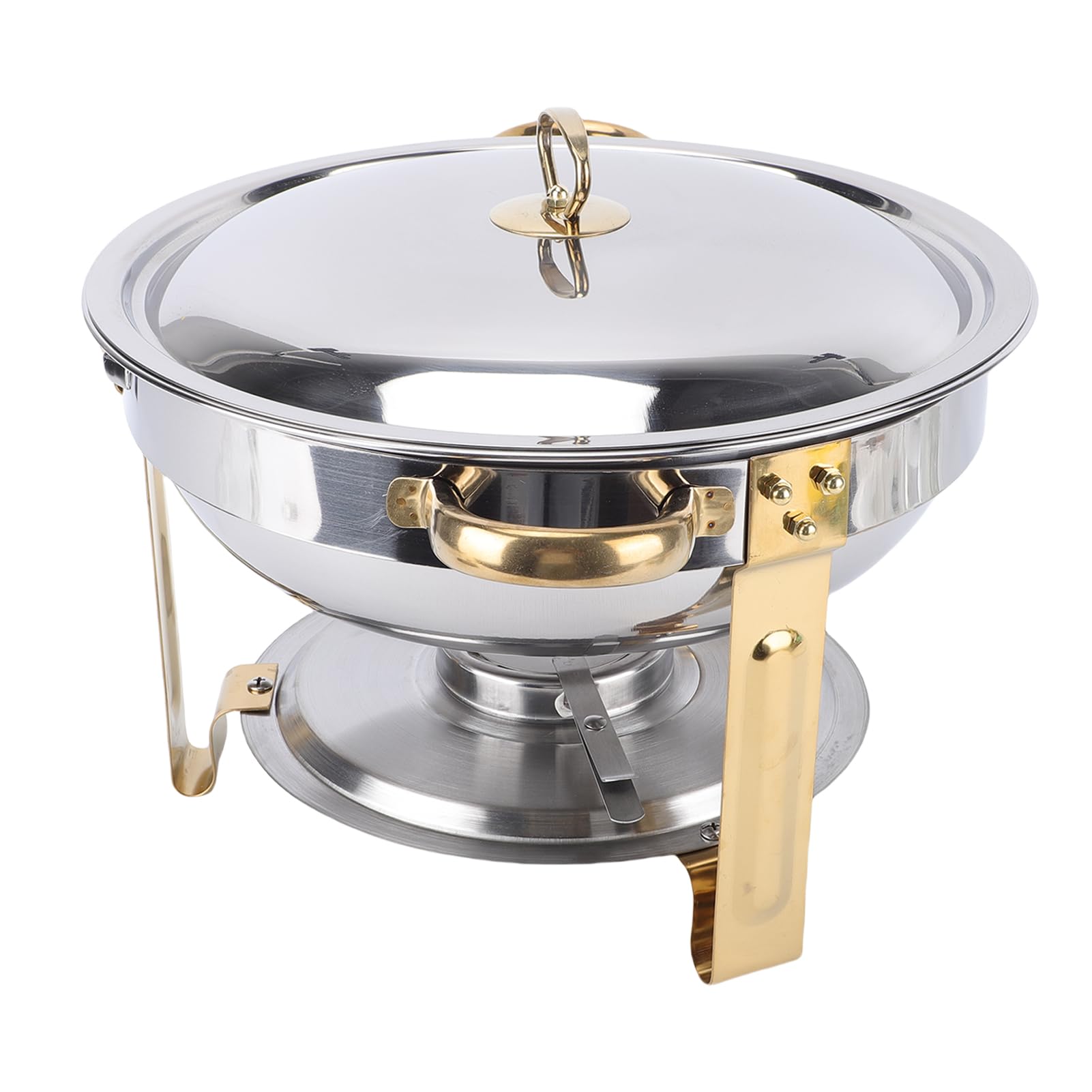 Buffet Chafing Dish, Servidor de Buffet Multifuncional Redondo de Acero Inoxidable de 4,5 L con Tapa y Piezas Apilables para Restaurante, Hotel, Fiesta, Boda, Evento Escolar