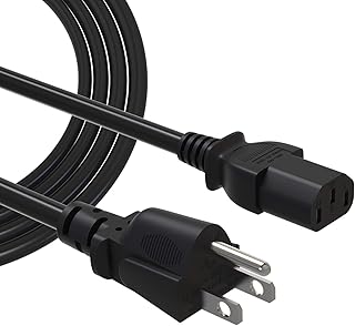 3-Prong Power Cord for Monitor Printer - Replacement Computer TV PC AC Supply Cable Cords for HP Dell PS Asus Acer Panasonic Roku Vizio Insignia, NEMA 5-15P to C13, 10A 125V, 18AWG, UL Listed