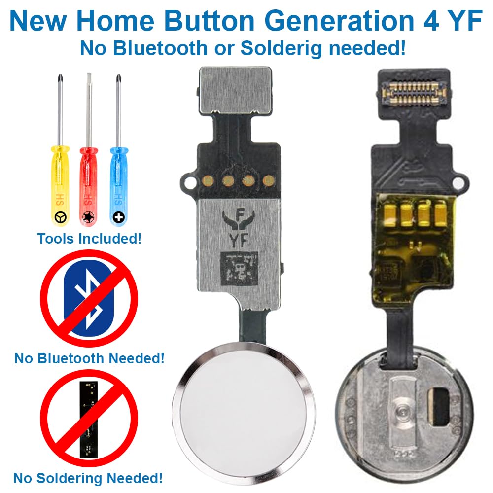 MMOBIEL Homebutton 4. generacji. Kompatybilny z iPhone SE 2022 / SE 2020/8 - Home Taste kabel elastyczny zamiennik z Touch ID - Home Button - w zestawie śrubokręt - srebrny
