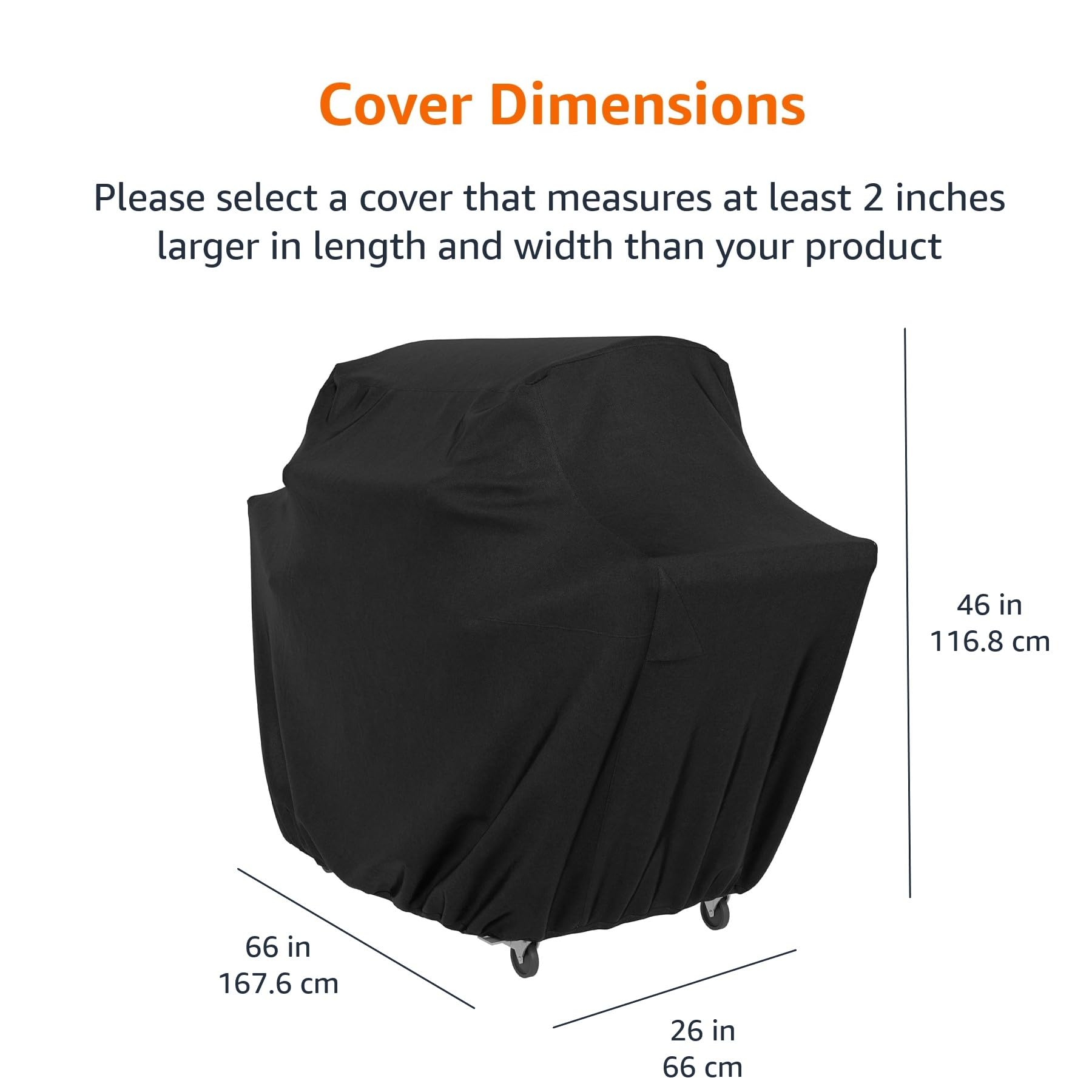 Amazon Basics Copertura per barbecue a gas, per esterni, impermeabile, 165 x 66 x 117 cm (lunghezza x larghezza x altezza), nero