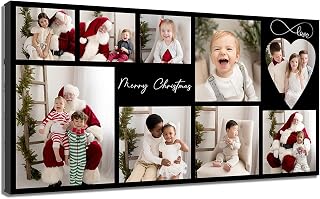 Collage Picture Canvas for Wall Personalized with Your Photos Painting Prints Custom Photo for Pets Family Baby Wedding Decor (Black,10"x20"(25x50cm))