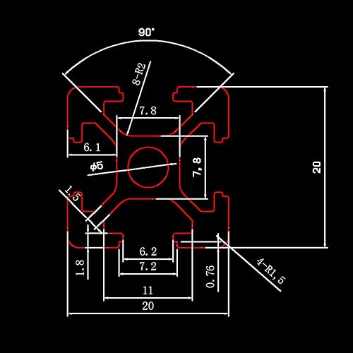 Miniatura 10 de 4PCS 23.622 in Silver V Tipo 2020 Perfil de extrusión de aluminio Guía de riel lineal anodizado estándar europeo para piezas de impresora 3D y