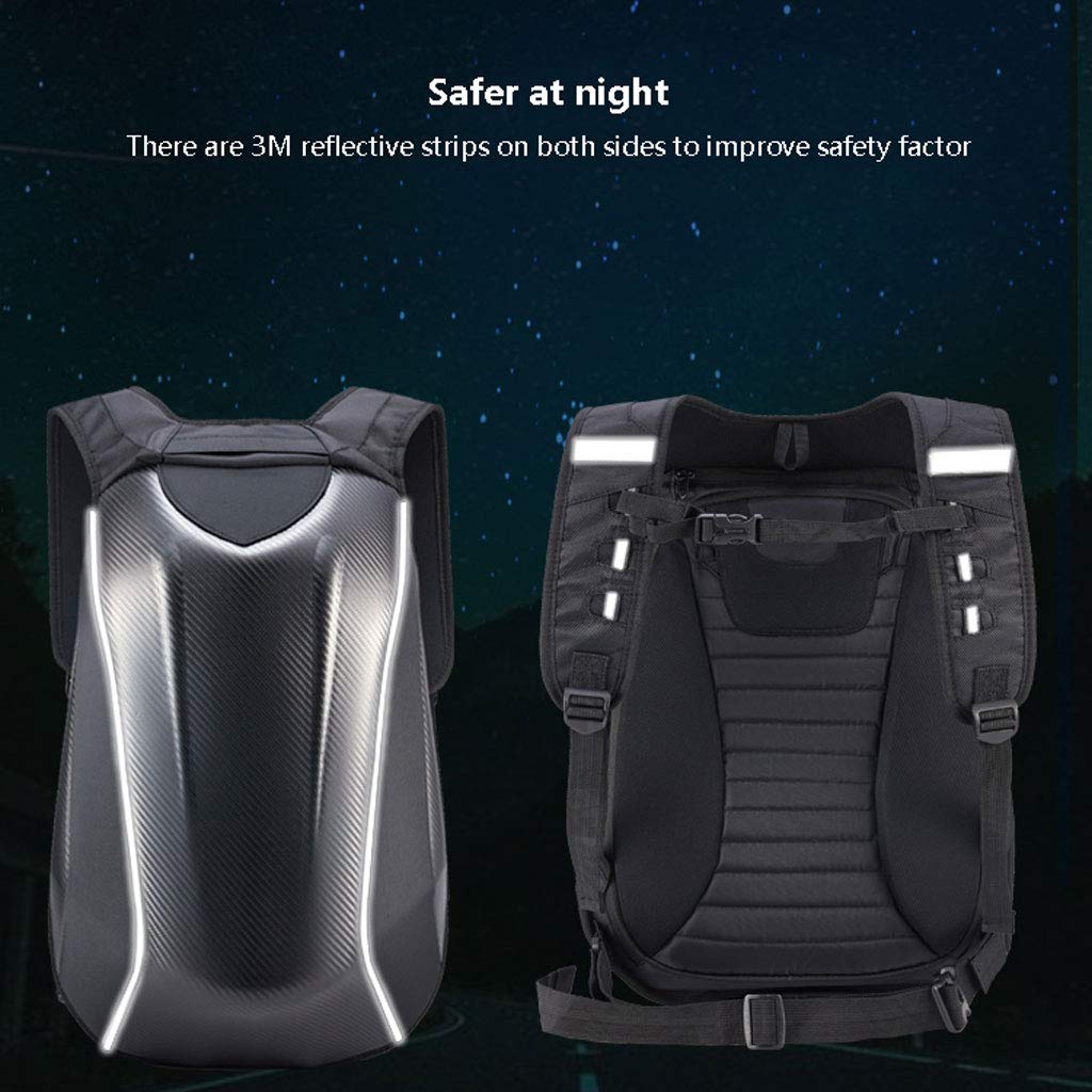 Mochila Multifuncional para Moto Mochila Rígida Equipaje Mochila De La Motocicleta De La Fibra De Carbono, Bolso De Ciclo, Bolso Duro Impermeable De La Locomotora (38x37x56cm)