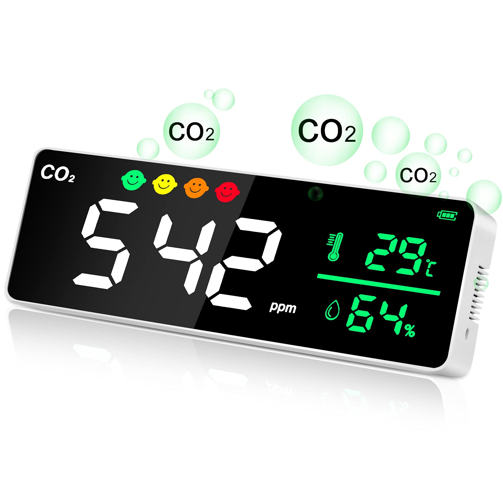 二酸化炭素CO2測定器温度湿度　充電式バッテリー付き Amazon | 二酸化炭素濃度計 co2センサー usb充電式 二酸化炭素測定器