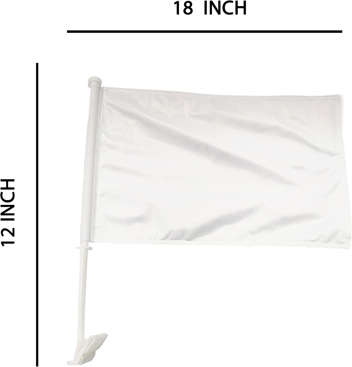BANNER BUZZ MAKE IT VISIBLE Solid White Car Window Clip Flag Fade Resistant Vehicle for Patriotic, Sports Events, Parades - Premium - Double Side Printing (Pack of 100)