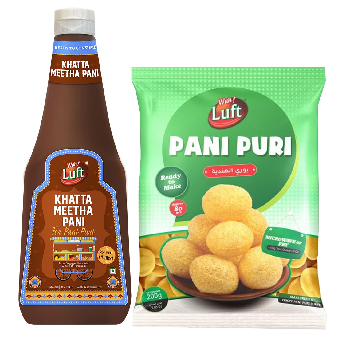 Wah Luft Ready to Consume Golgappa Pani & Ready to Make Pani Puri Pellets, Instant, Namkeen, Snacks, Microwace or Fry, Chaat Special, Various Flavours