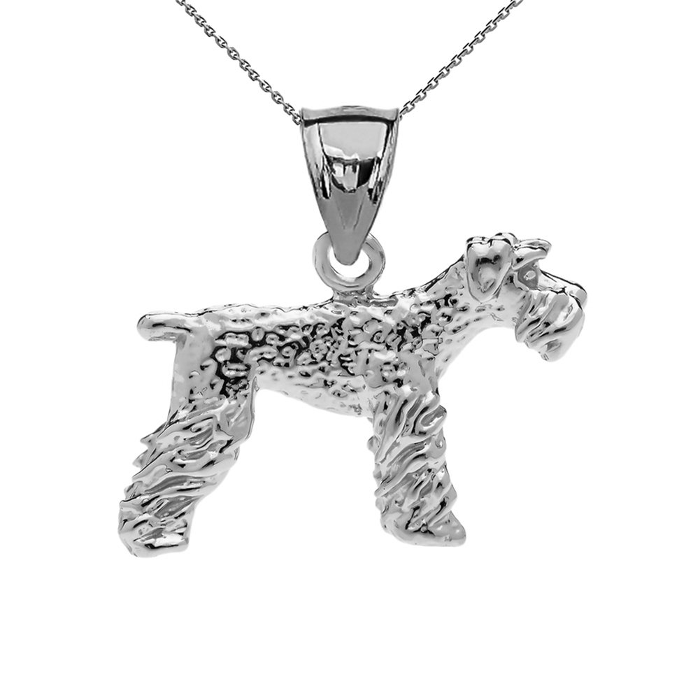Solid Sterling Silver Lakeland Terrier Charm Pendant Necklace